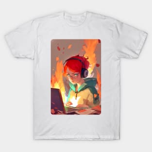 Redhead Anime Programming Girl V 1.09 T-Shirt